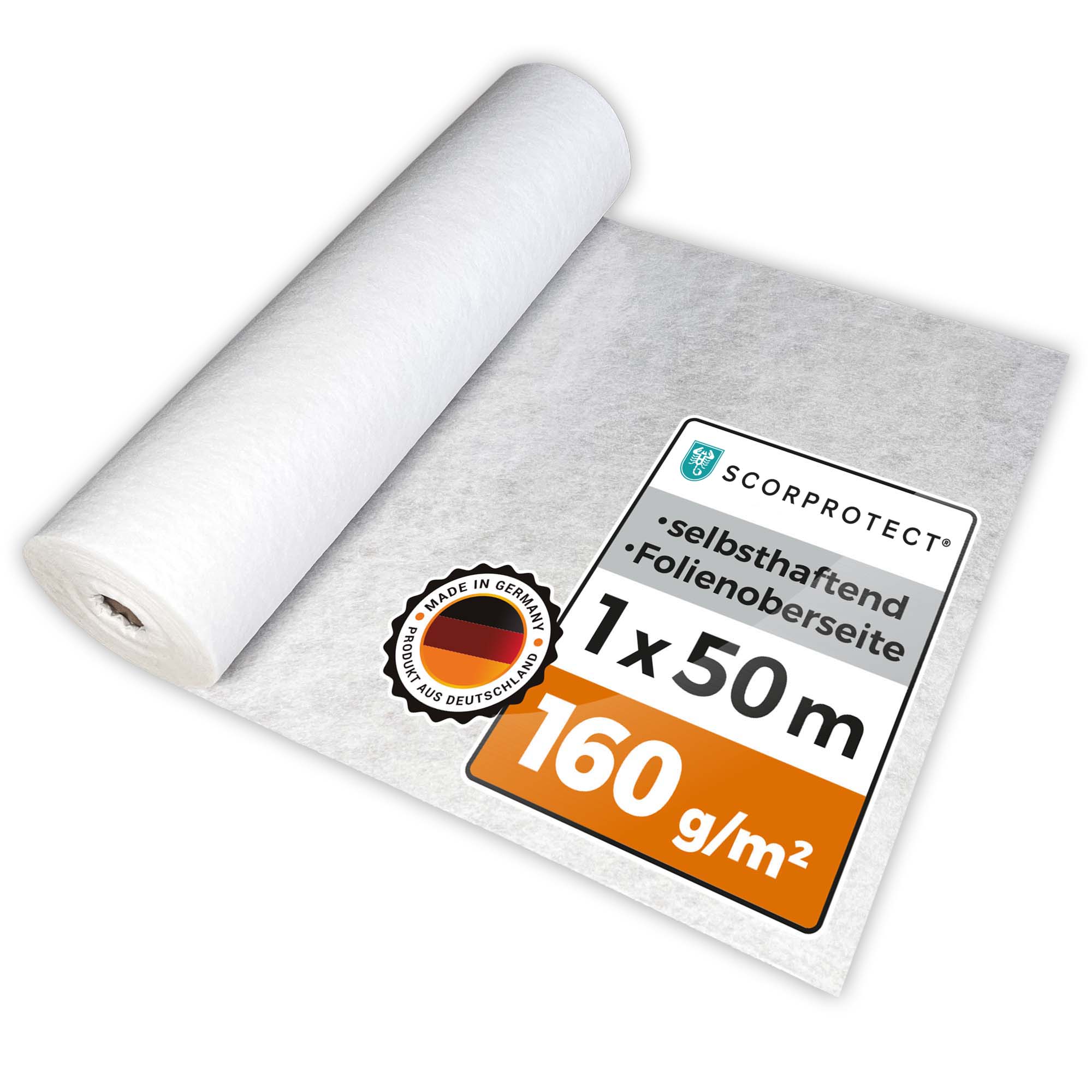 Abdeckvlies selbsthaftend 1 x 50 m mit Folienoberseite 160 g/m² TreppTurbo160 50/100 Abdeckvlies selbsthaftend 1 x 50 m mit Folienoberseite 160 g/m² TreppTurbo160 50/100