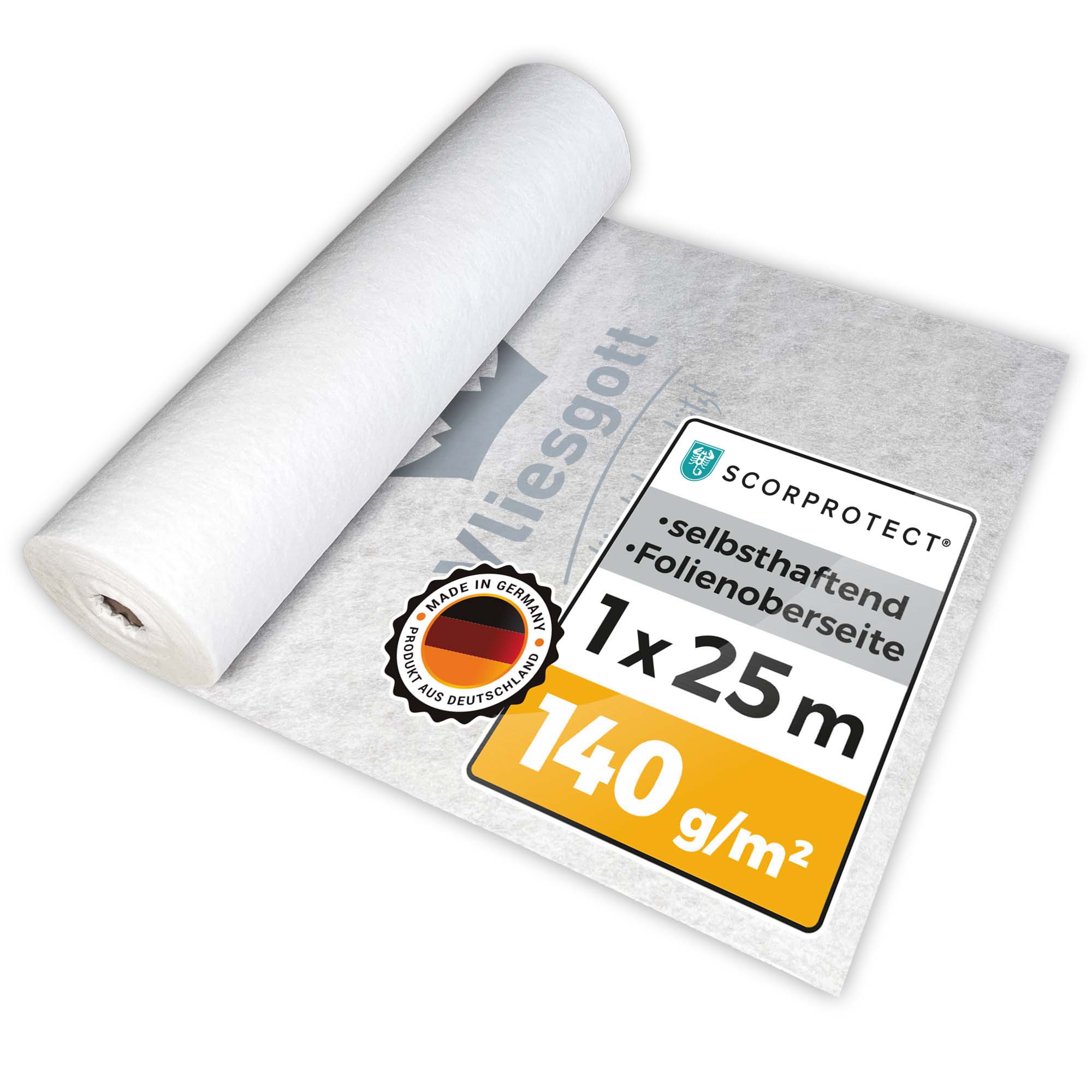 BSV Boden- und Treppenschutzvlies selbsthaftend Vliesgott 1 m x 25 m 140 g/m² BSV Boden- und Treppenschutzvlies selbsthaftend Vliesgott 1 m x 25 m 140 g/m²