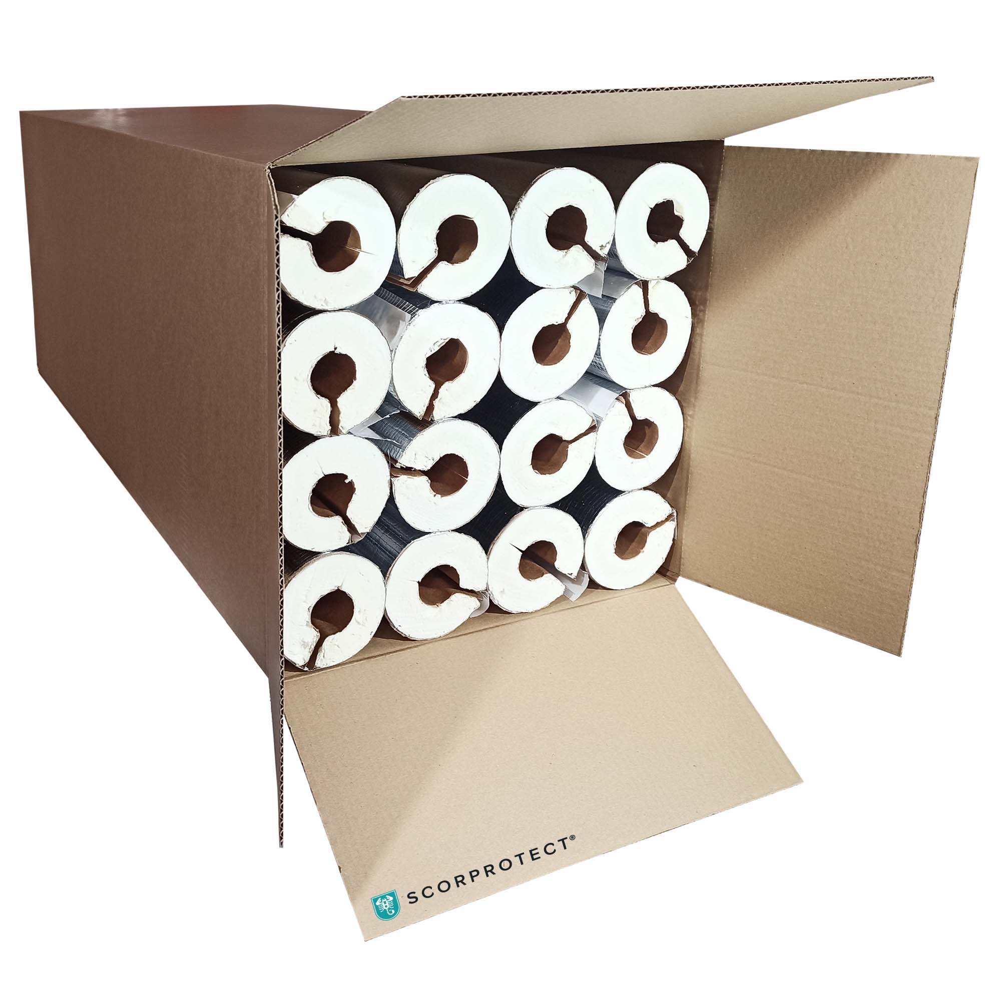 Scorprotect® voller Karton Alu PUR Rohrschale / Rohrisolierung mit Gewebemantel selbstklebend