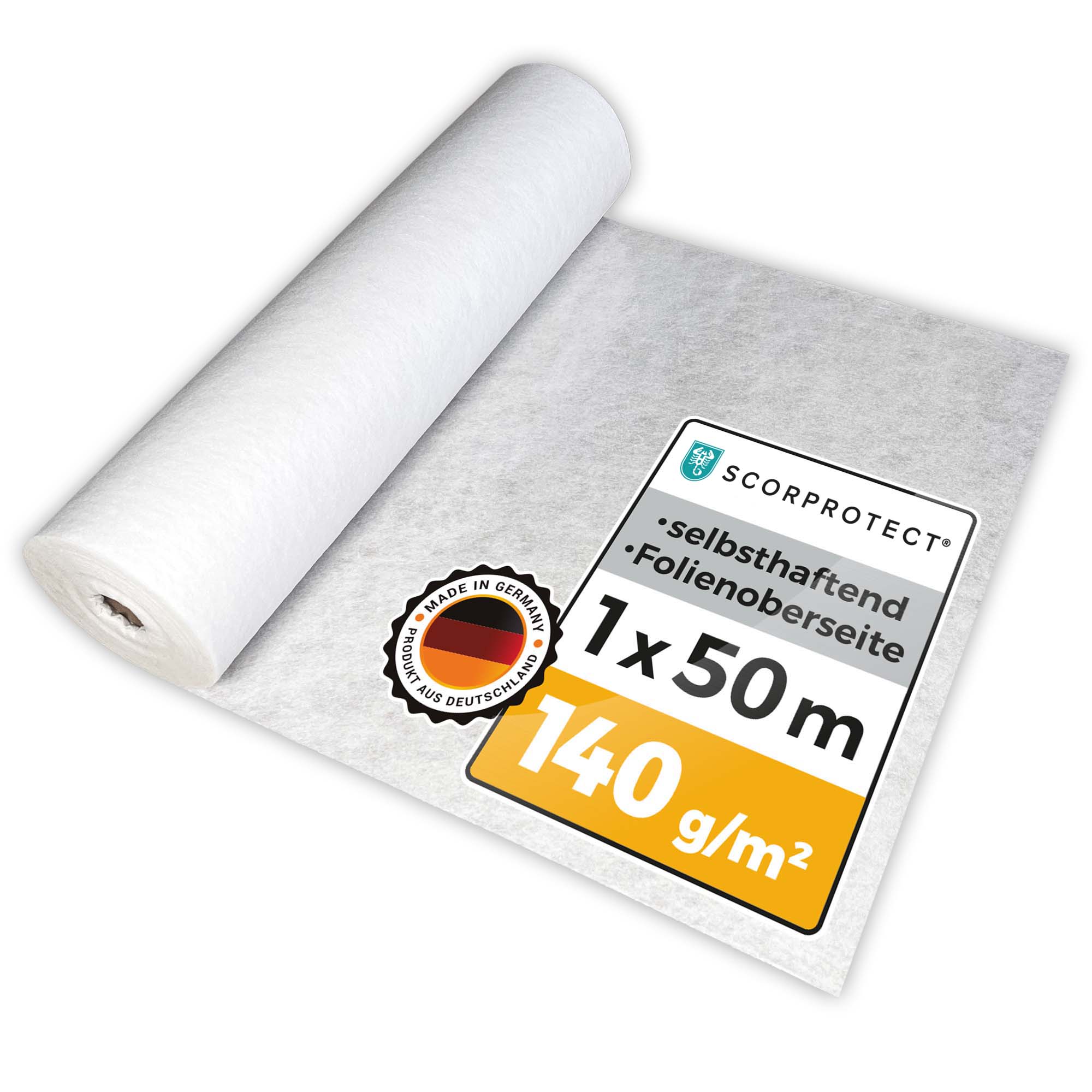 Abdeckvlies selbsthaftend 1 x 50 m mit Folienoberseite 140 g/m² TreppTurbo140 50/100 Abdeckvlies selbsthaftend 1 x 50 m mit Folienoberseite 140 g/m² TreppTurbo140 50/100