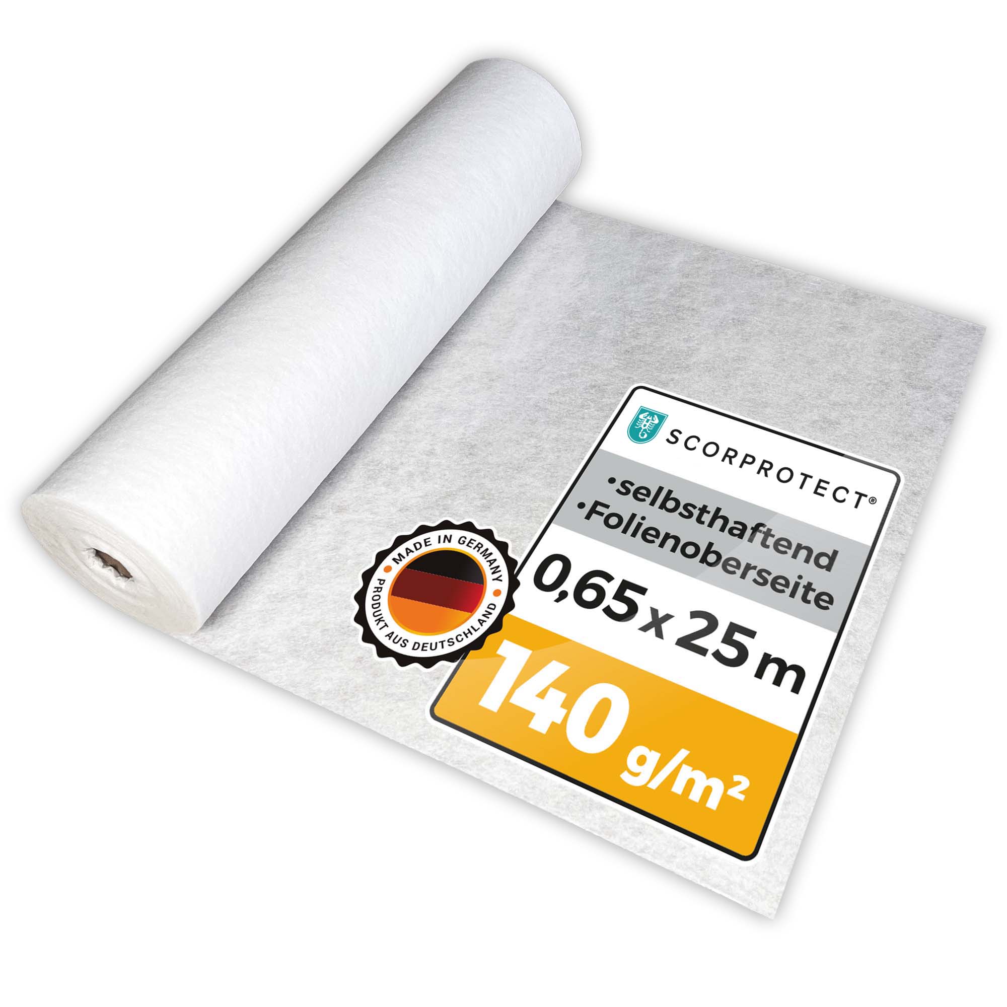 Abdeckvlies selbsthaftend 0,65 x 25 m mit Folienoberseite 140 g/m² TreppTurbo140 25/65 Abdeckvlies selbsthaftend 0,65 x 25 m mit Folienoberseite 140 g/m² TreppTurbo140 25/65