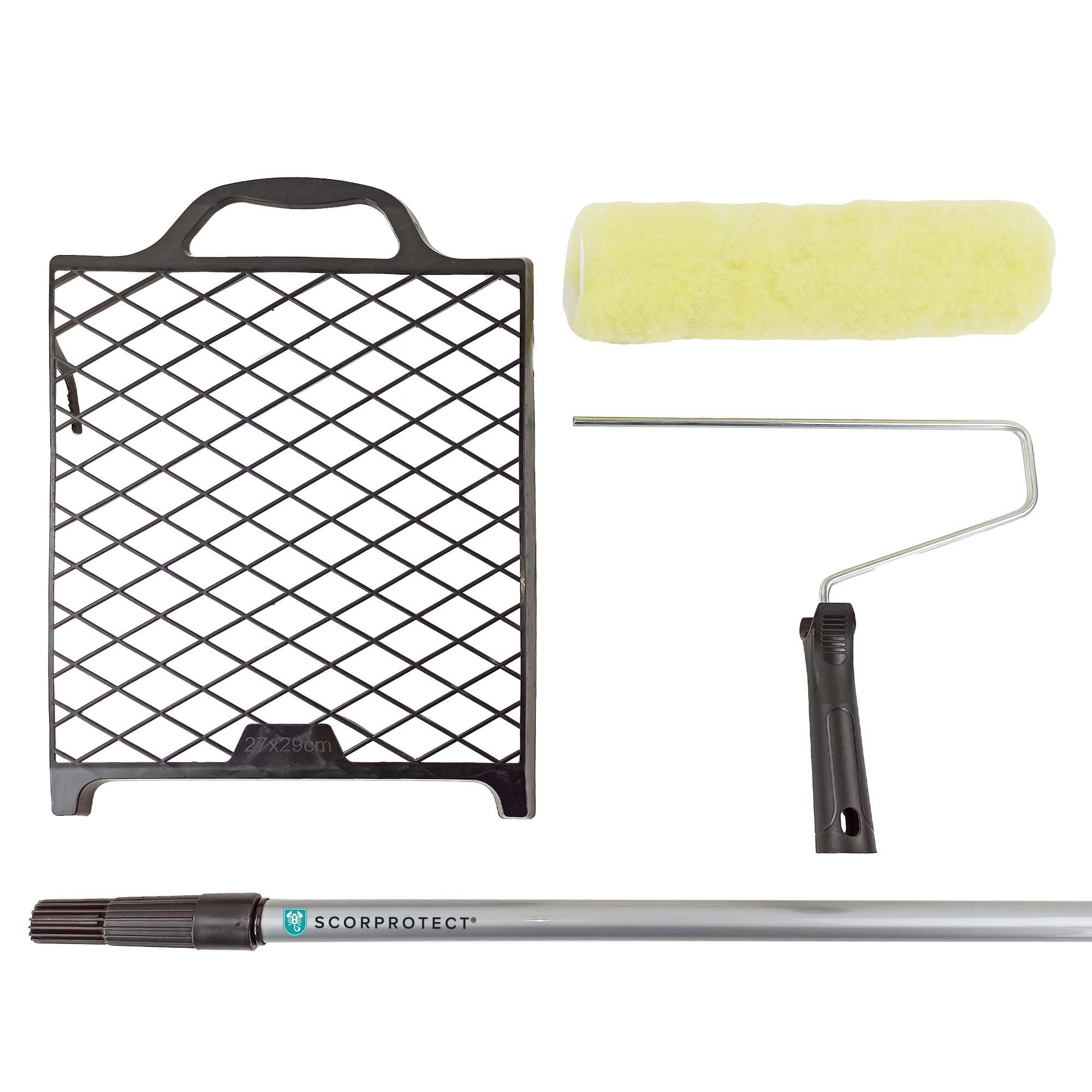 Scorprotect® Farbroller-Set 4-teilig mit Teleskopstange und Gitter Scorprotect® Farbroller-Set 4-teilig mit Teleskopstange und Gitter