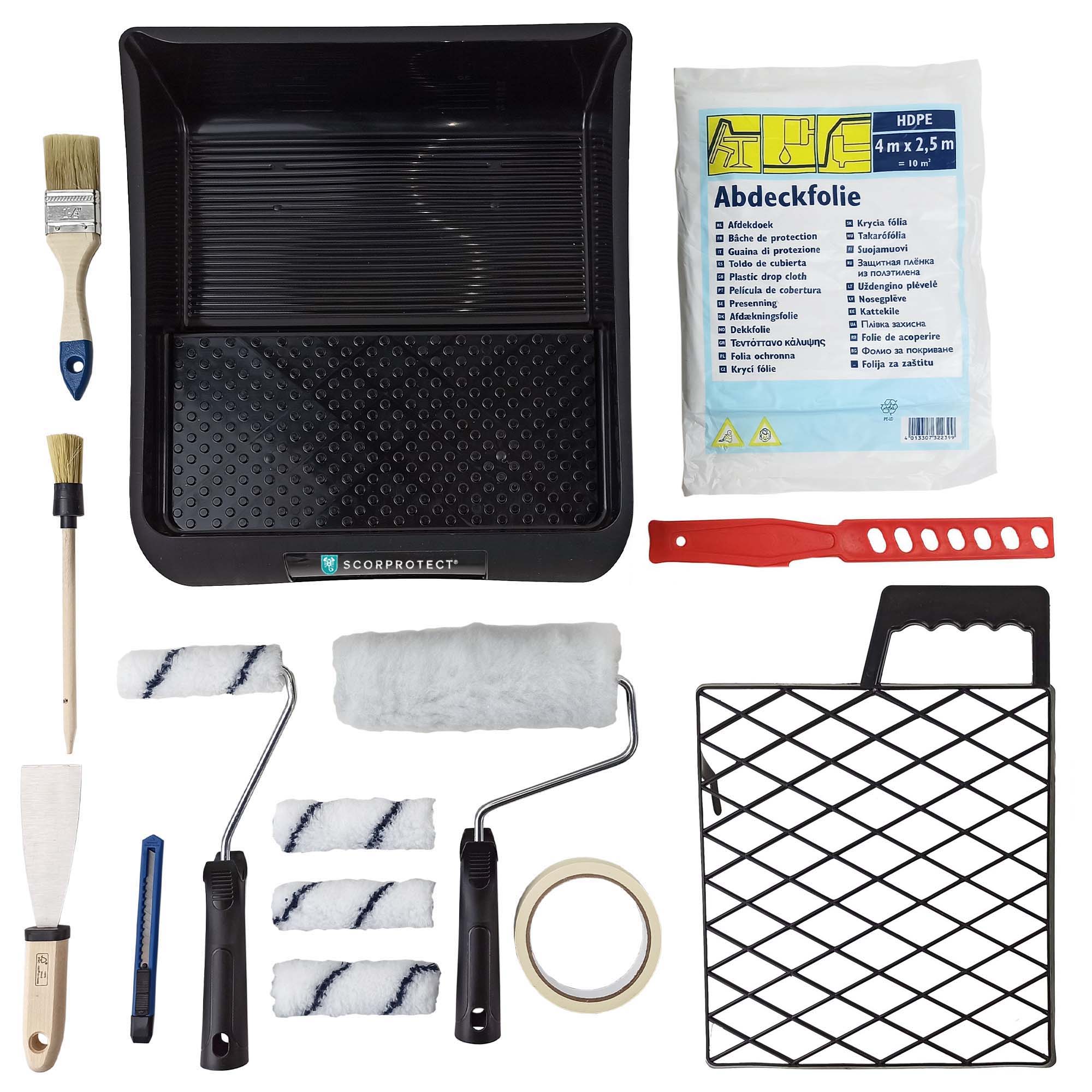 Scorprotect® Renovier-Komplett-Set 16-teilig für Malerarbeiten Scorprotect® Renovier-Komplett-Set 16-teilig für Malerarbeiten