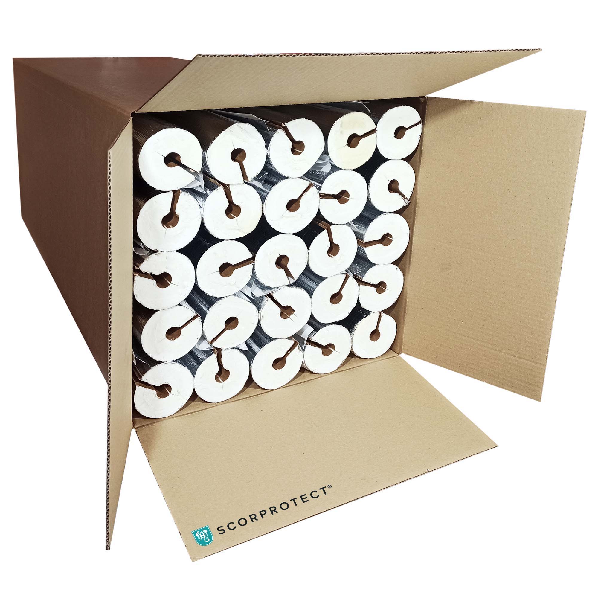 Scorprotect® voller Karton Alu PUR Rohrschale / Rohrisolierung mit Gewebemantel selbstklebend