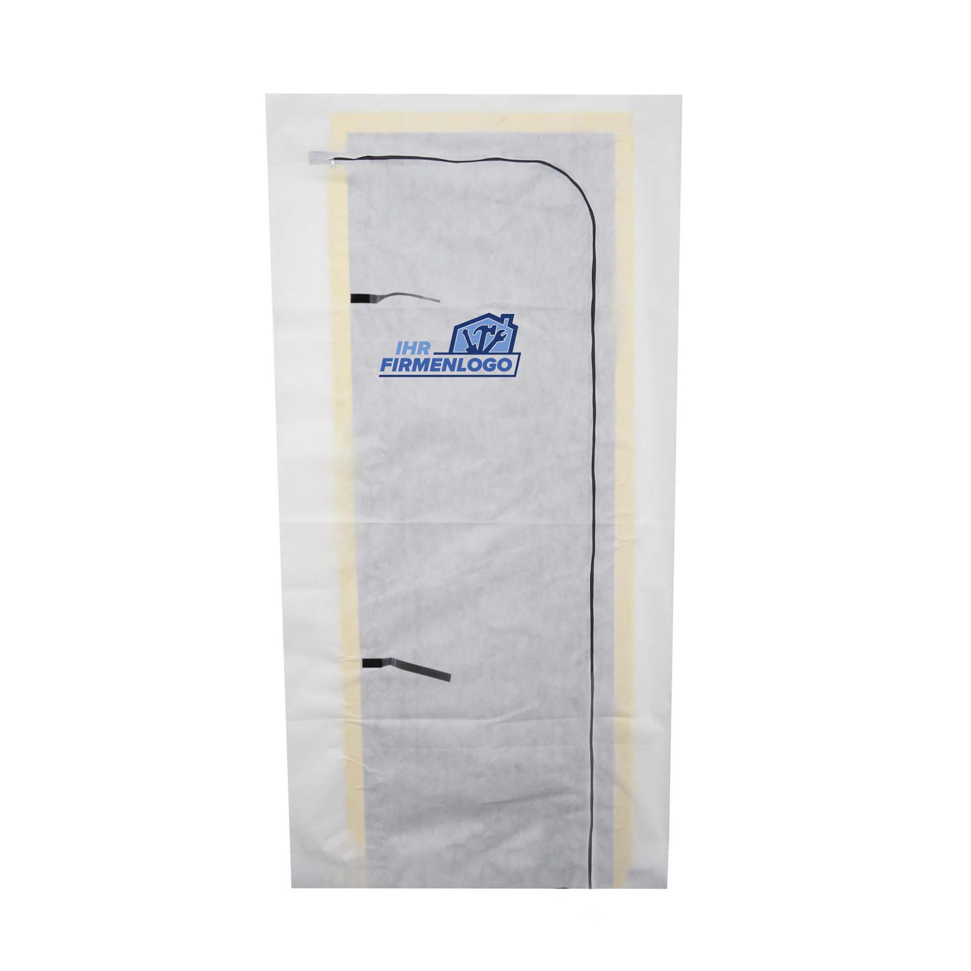 Blitz-L Vlies Staubschutztür BLITZ mit L-Reißverschluss 220 x 120 cm und Ihrem Firmenlogo
