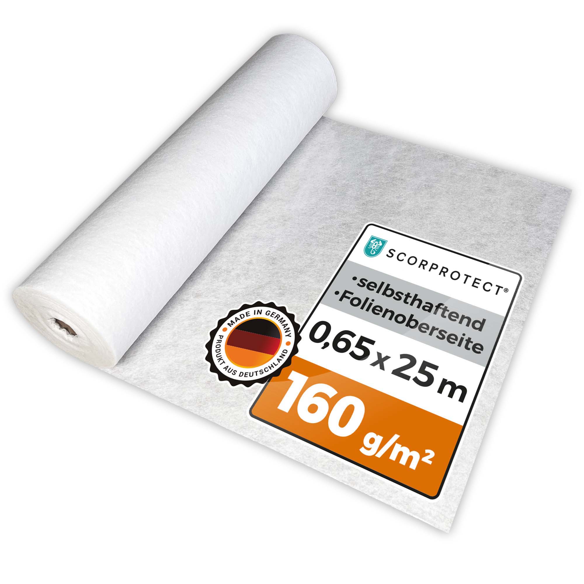 Abdeckvlies selbsthaftend 0,65 x 25 m mit Folienoberseite 160 g/m² TreppTurbo160 25/65 Abdeckvlies selbsthaftend 0,65 x 25 m mit Folienoberseite 160 g/m² TreppTurbo160 25/65