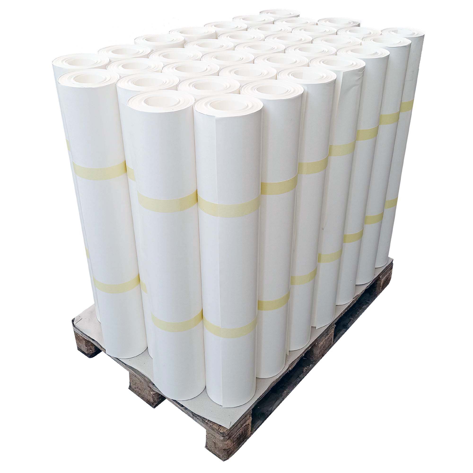 1 Palette 35x Abdeckpappe Milchtütenpapier weiß 1 x 55 m beidseitig PE Folie beschichtet 200-220 g/m² 1 Palette 35x Abdeckpappe Milchtütenpapier weiß 1 x 55 m beidseitig PE Folie beschichtet 200-220 g/m²