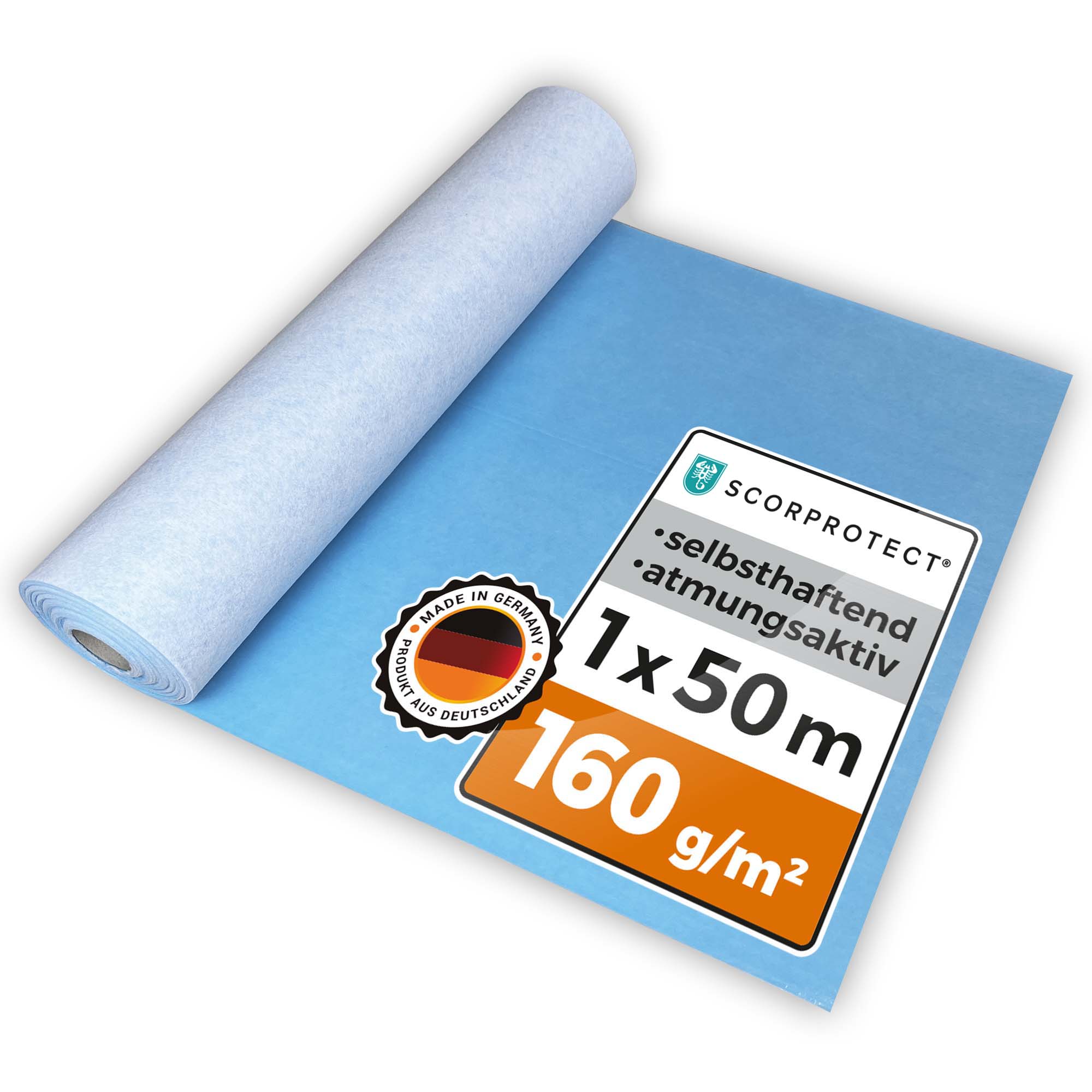 Abdeckvlies selbsthaftend atmungsaktiv 1 x 50 m mit Membrane 160 g/m² AktivTurbo Abdeckvlies selbsthaftend atmungsaktiv 1 x 50 m mit Membrane 160 g/m² AktivTurbo