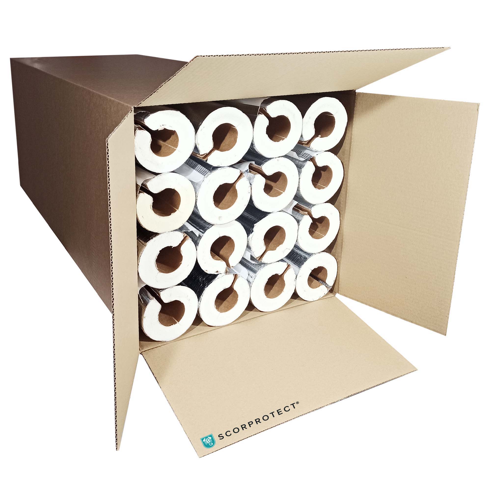 Scorprotect® voller Karton Alu PUR Rohrschale / Rohrisolierung mit Gewebemantel selbstklebend
