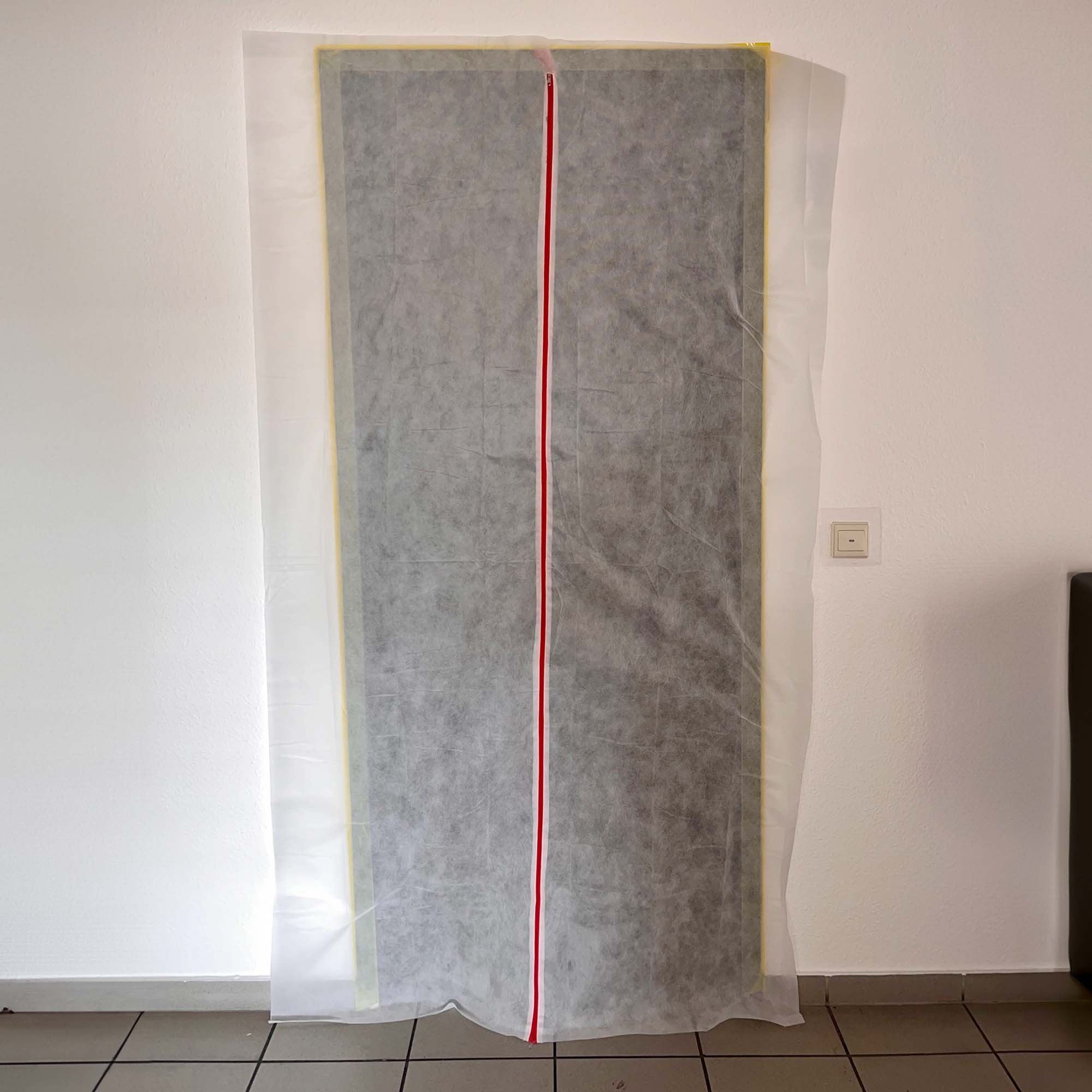 Vlies Staubschutztür mit Reißverschluss 220 cm x 120 cm Vlies Staubschutztür mit Reißverschluss 220 cm x 120 cm